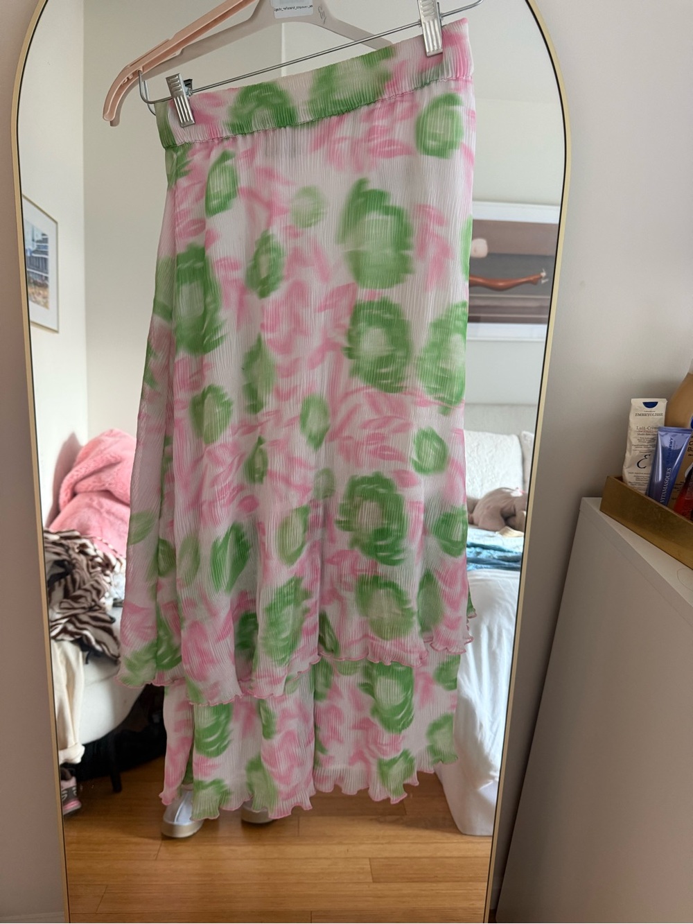 Ganni Women's Pink & Green Floral Tie-Dye Maxi Skirt
